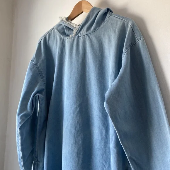 Elwood Large Denim Raw Edge Hoodie - Picture 6 of 12